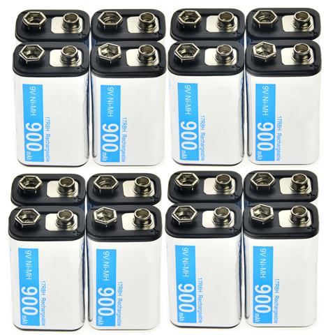 2-24pcs 9V 900mAh Rechargeable Cell Durable Battery PPS Black NiMh block Power ► Photo 1/6