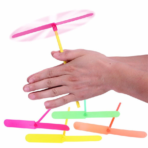 10pcs Novelty Plastic Bamboo Dragonfly Propeller Baby Kids Outdoor Toy Tradition Classic Nostalgic Toys Flying Arrows ► Photo 1/6