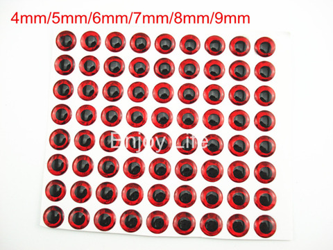 200Pcs*4mm/5mm/6mm/7mm/8mm/9mm Red Color 3D Holographic Fishing Lure Eyes, Fly Tying, Jig, Lure Baits Making ► Photo 1/1