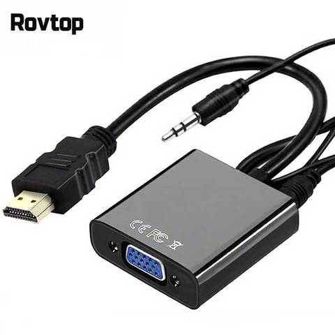 Analog Converter HDMI Male to VGA Female+Aux Audio Cable Adapter Video Digital 