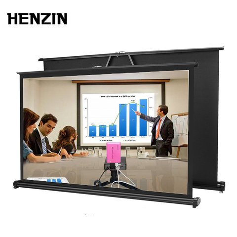 HENZIN 50 inch 16:9 Portable Tabletop Projection Screen Matte White Foldable Table Projector Screen For Business Travel Cinema ► Photo 1/6