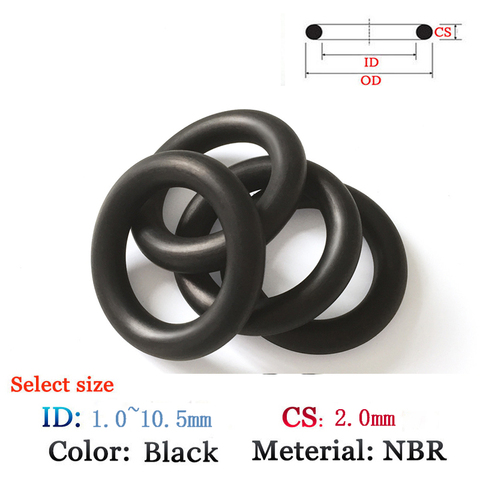 NBR Gasket O-ring CS 2.0mm ID1.0-10.5mm Fluoro Rubber Plastic O-Ring for oil and waterproof seal film gasket Silicone Ring Seal ► Photo 1/4