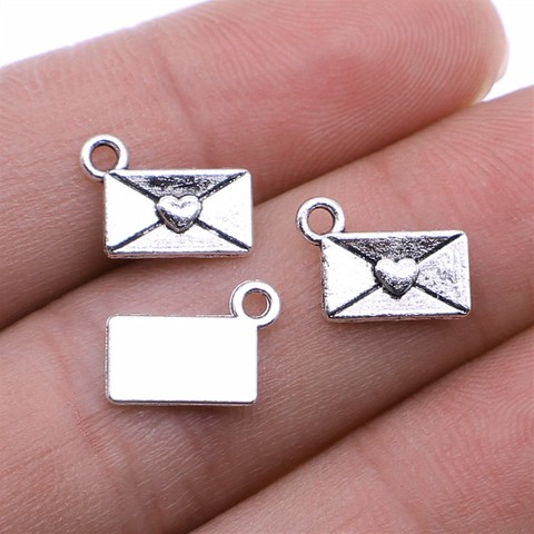 WYSIWYG 20pcs/lot Love Letter Charms Pendant DIY Metal Jewelry Making Antique Silver Color 9x12mm ► Photo 1/2