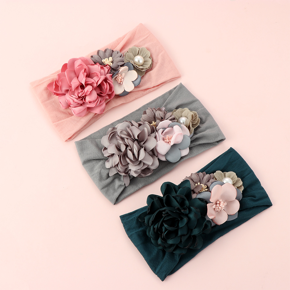 Baby Kids Soft Chiffon Headband 3D Flower Big Floral Hairband Elastic Headwraps 