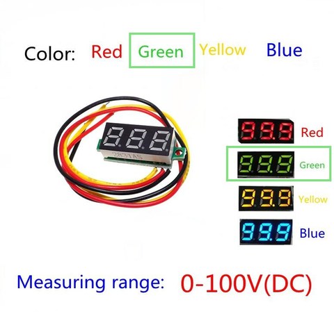 Green Three line precision DC digital voltmeter head LED digital voltmeter DC4.5V-30V 0.28 Inch Mini Digital Voltmeter  0-100V ► Photo 1/6