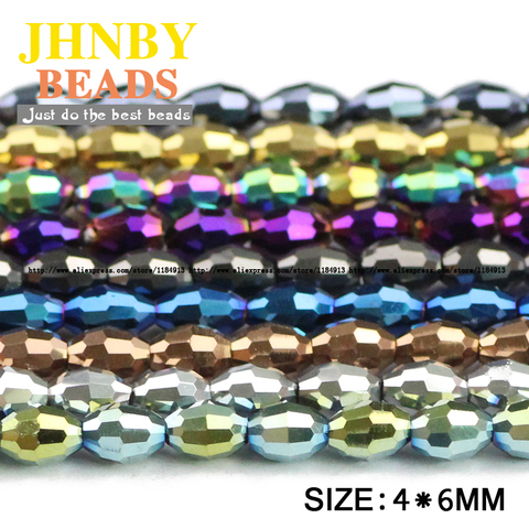 JHNBY Rice grains Austrian crystal beads 100pcs 4*6mm oval shape Top quality plated color Loose bead Jewelry bracelet making DIY ► Photo 1/4