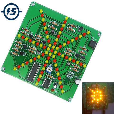 Electronic DIY Kit Flash Light Kits 73 LEDs Red Yellow Dual-Color Flashing Soldering Practice Board PCB Circuit Training Suite ► Photo 1/6