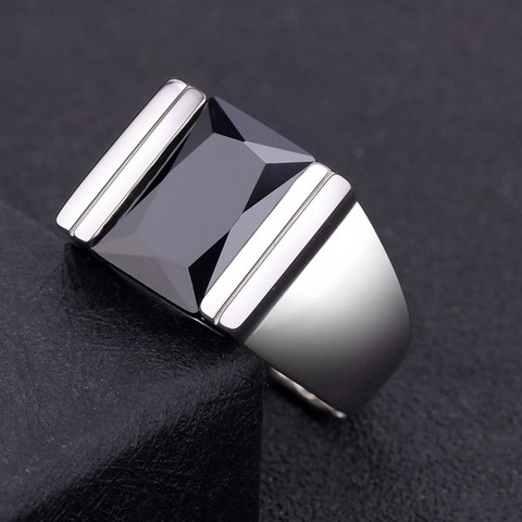 100% real 925 Silver Natural Obsidian Ring for Men S925 pure  silver Adjustable size fashion man silver ring ► Photo 1/3