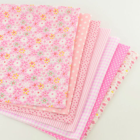 New Pink Floral Pattern Pretty Light Pink Color Sets 7PCS/lot Cotton Fabric Patchwork Quilting Plain Sewing Home Textile Curtain ► Photo 1/4