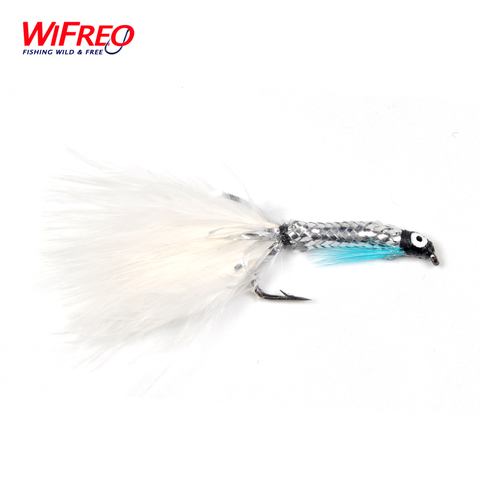 Wifreo [6 PCS] Size #4 White/Silver Streamer Minnow Fishing Flies Lure ► Photo 1/6