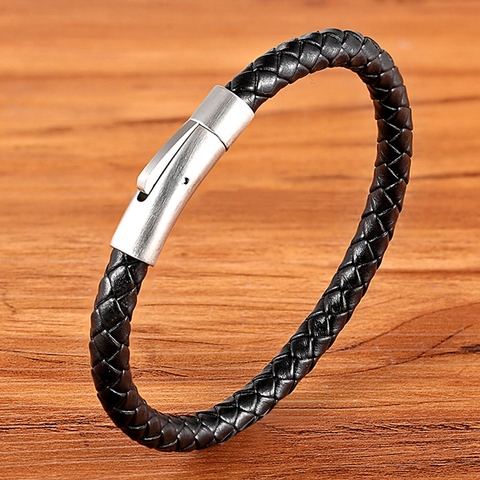 TYO Custom Minimalist Stainless Steel Watch Real Leather Braided Bangle Bracelet for Men's Women Fashion Jewelry Gifts ► Photo 1/6