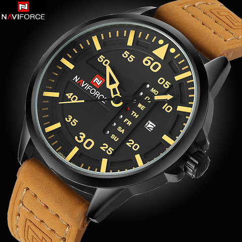 NAVIFORCE Luxury Brand Date Japan Movt Square Men Quartz Casual Watch Army Military Sports Watch Men Watches Male Leather Clock ► Photo 1/6