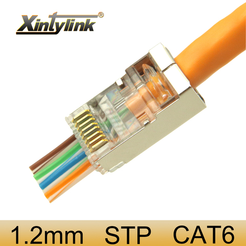 xintylink 1.2mm rj45 connector cat6 network plug 8p8c stp rg rj 45 jack shielded rg45 lan cat 6 ftp sftp ethernet cable modular ► Photo 1/6
