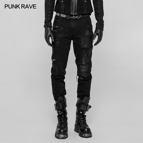 2022 Punk Rave Rock Gothic Decadent Personality Patchwork Street Style Fashion Men's Trousers Pants WK339 ► Photo 1/1