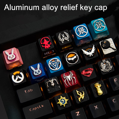 1pc Zinc Aluminium Alloy Key Cap Mechanical Keyboard keycap for CSGO OW Dota 2 PUBG WOW LOL R4 Height Stereoscopic relief ► Photo 1/6