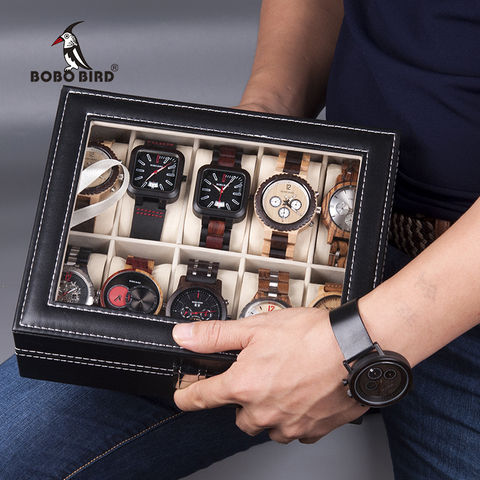 BOBO BIRD Leatherette Wrist Watch Display Box Organizer Storage Box Watch Holder Jewelry Display Case saat kutusu ► Photo 1/6