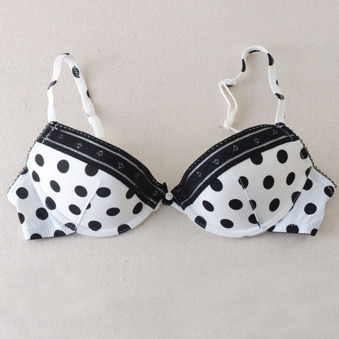 Wholesale Women Girl Classic Polka Dot Black White Bra Top Underwire Lace Floral Padded Bras  ► Photo 1/6