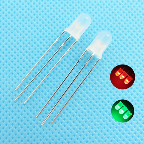 5mm LED Bi-Color Diffused Common Anode Round Light Emitting Diode Dual Red Emerald-Green Foggy Two Plug-in  DIY Kit 10 pcs /lot ► Photo 1/5