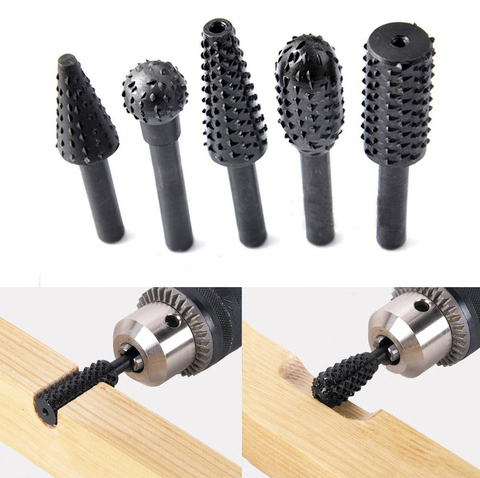 5pcs hss Power Tools Woodworking rasp chisel shaped rotating embossed grinding head power tool engraving pattern cutter milling ► Photo 1/6