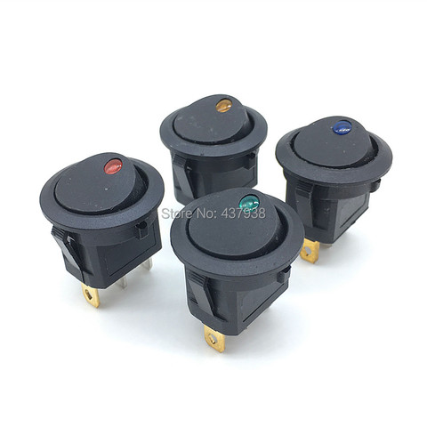 1PC 20A 12VDC LED Dot Light Car Switch Auto Boat Round Rocker 3Pin ON/OFF Toggle SPST Switch Blue Yellow Red Green Light ► Photo 1/5