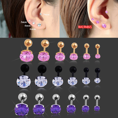 2Pcs 1.2*8*4mm Zircon Stone Ear Piercing Tragus Ring 16G Earrings Ear Piercing Cartiliage Ear Piercing Jewelry ► Photo 1/6