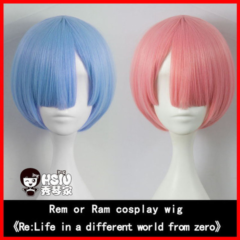 HSIU Pure color REM cosplay wig or RAM cosplay wig Re:Zero Starting Life in Another World play Halloween Give away brand wig net ► Photo 1/6
