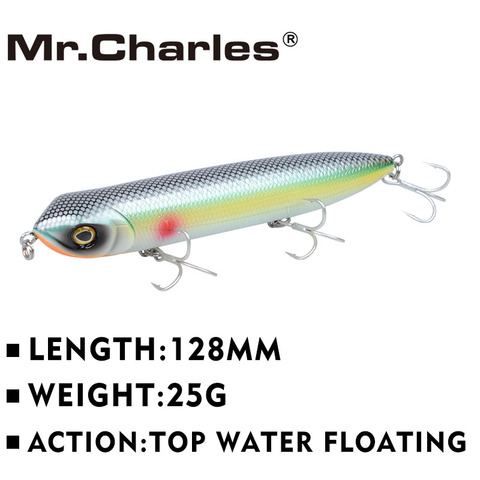 Mr.Charles CMC018 Fishing Lure 128mm/25g Floating Top Water Assorted Colors Popper Wobbler Pencil Lure Hand Lure Fishing Tackle ► Photo 1/6