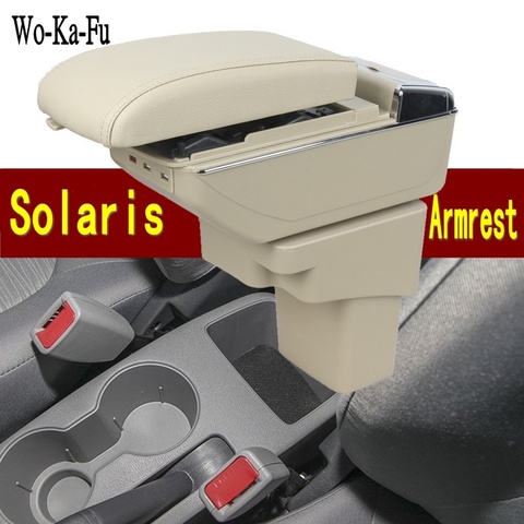 For Hyundai Solaris armrest box central Store content Storage box with cup holder ashtray USB interface ► Photo 1/6