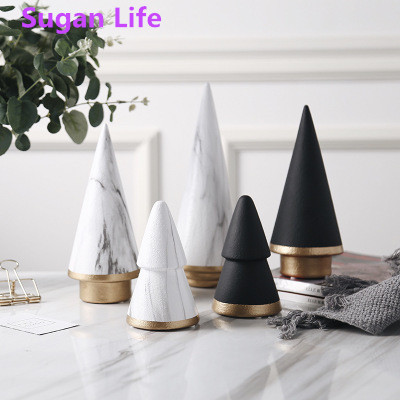 Sugan Life Nordic Geometric Black White Christmas Tree Minimalism Ceramic Decoration Home Living Room Craft Ornament Decor ► Photo 1/6