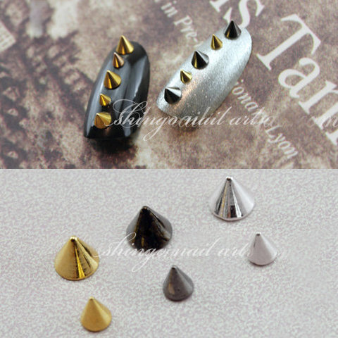 100pcs Fashion nail accessory Metal Punk Metallic Cone Spikes Nail Art Tip Decoration Rivet DIY nail art retro stud ornaments ► Photo 1/6