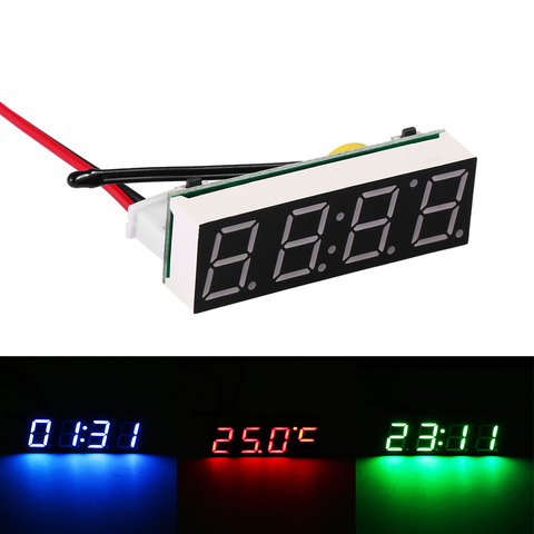 Hot Sale New Mini Car Digital Clock Thermometer Voltmeter 3 IN 1 LED Display Digital Timer Voltmeter Interior Electronic Accesso ► Photo 1/6