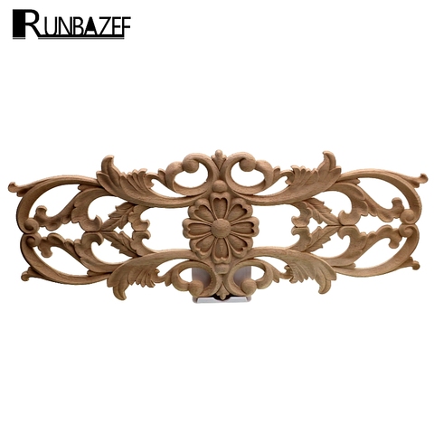 RUNBAZEF Exquisite European-style Applique Solid Wood Furniture Decorative Laminate Retro Door Heart Shaped Long Flower Figurine ► Photo 1/6