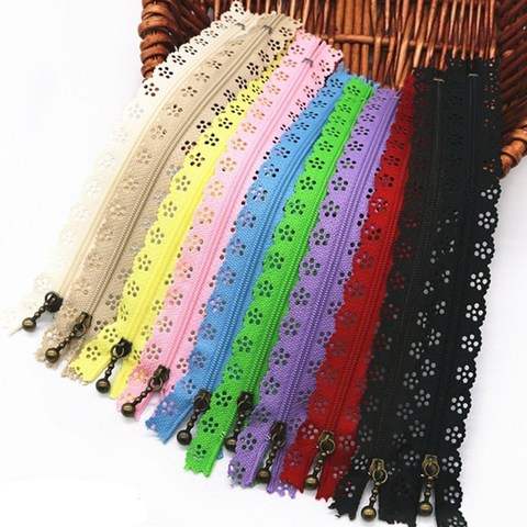 random color 6pcs/lot 20cm Lace Zippers Sewing Tailoring Accessories nylon finish zipper for sewing wedding dress AA7453 ► Photo 1/5