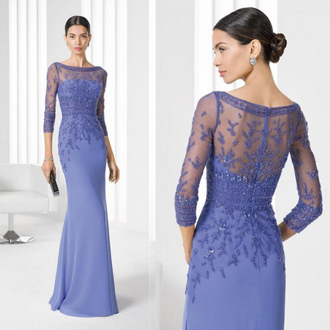 Robe Mere De La Mariee Lace Mother of The Bride Dresses Long Sleeve Appliques Groom Godmother Evening Dresses For Wedding ► Photo 1/1