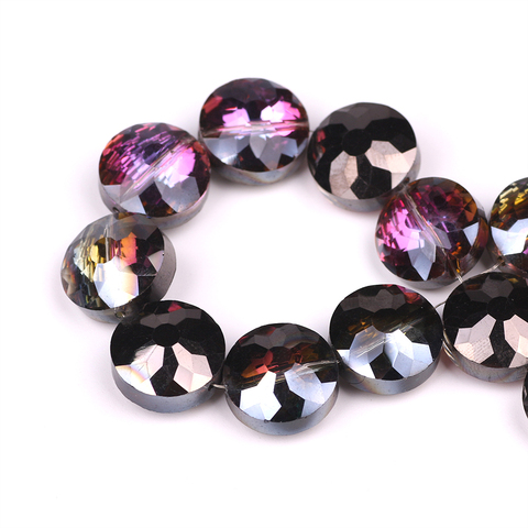 Czech Glass Round Stone Beads 14mm Faceted Crystal Flat Loose Beads DIY Making Lampwork Crystals Plated Beads Wholesale ► Photo 1/6