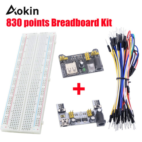 Breadboard Power Module 830 points Solderless Prototype Bread board kit Jumper wires Cables For Arduino diy kit Raspberry Pi ► Photo 1/6