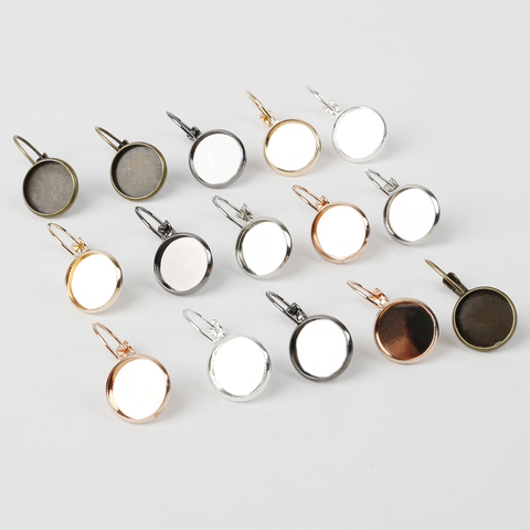 10pcs 12mm Earring Hooks Silver Plated Round Cabochon Base Eardrop Accessories Copper Material DIY Jewelry Accessories ► Photo 1/6