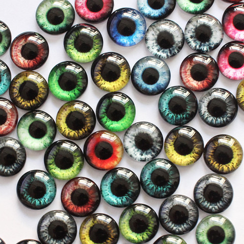 6mm 14mm 16mm 18mm 20mm Random Mixed Dragon Eye Round Glass Cabochon Flatback Photo Dome Accessory Pendant Base In Pairs  K05470 ► Photo 1/1