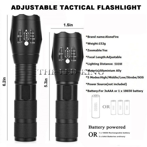 12000 Lumens XM-L T6 L2 LED Flashlight Rechargeable Zoomable Linternas Torch Light by 1*18650 or 3*AAA Lamp Hand Light z50 ► Photo 1/6