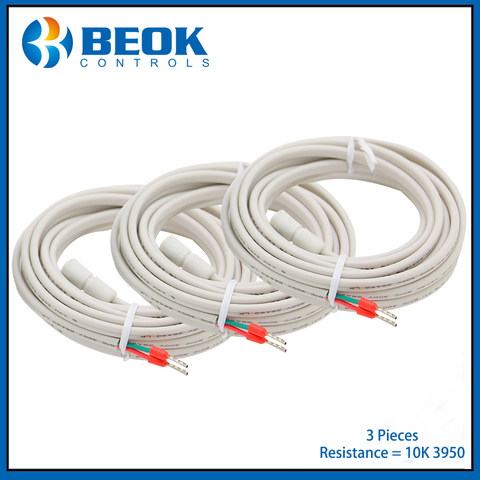 Beok 3 Pieces External Temperature Sensor Probe for Floor Heating Room Thermostat NTC B=3950 10K@25 degrees Celsius ► Photo 1/3