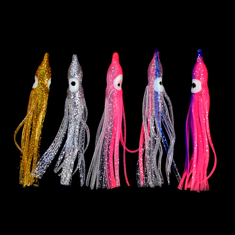 Octopus Skirts Lures 5pcs/lot Saltwater Fishing Trolling Skirted Lure Soft Plastic Jig Glitter Octopus Bait 5cm/6cm7cm ► Photo 1/4