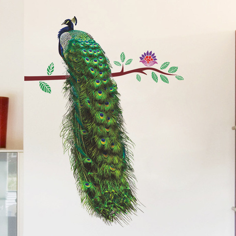 Peacock on the branch Wall Sticker Living room door sofa/TV background home decoration Mural Art Decals stickers wallpaper ► Photo 1/6