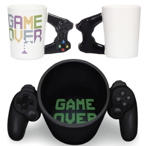 New 380mL Creative Game Over Coffee Mug 3D Game Controller Handle Mug Ceramic Cup Milk Tea Mugs Gameboy Birthday Christmas Gift ► Photo 1/6