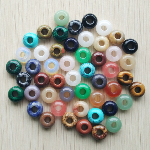 2022 Fashion good quality natural stone mixed round shape big hole beads For Bracelet Charms 50pcs/lot  wholesale free shipping ► Photo 1/6