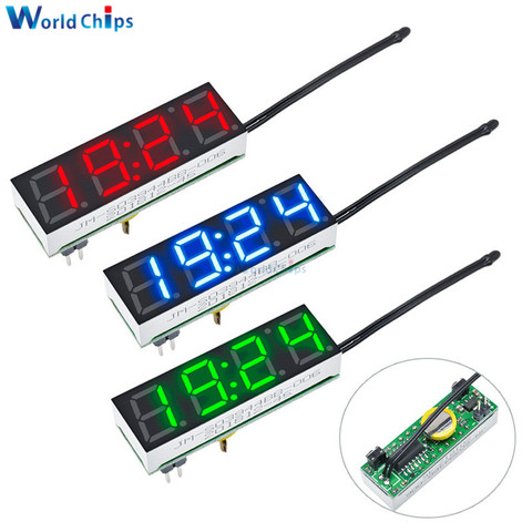 3 in 1 Diy Digital Clock Temperature Voltage Kit DS3231SN 5-30V DC diy electronic Red Blue Green LED Clock Module For Arduino ► Photo 1/6