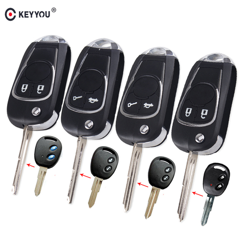 KEYYOU 2 Buttons Modified Flid Key Shell For Chevrolet Aveo Spark Love Epica Sail Folding Remote Car Key Case Left/Right Blade ► Photo 1/6