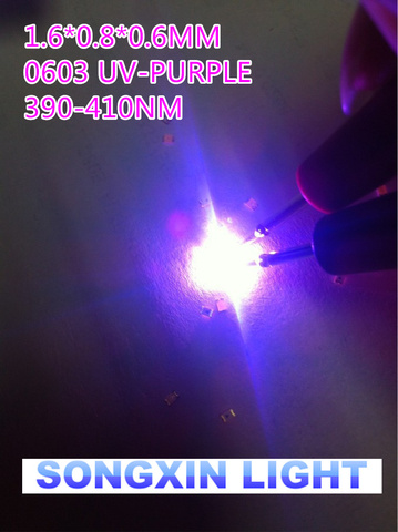 100pcs UV/purple Color 0603 SMD SMT Super Bright lamp LED lights light-emitting diodes New High quality 390-410nm 1.6*0.8*0.6mm ► Photo 1/1