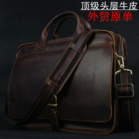 Luxury Genuine Leather Men Briefcase Laptop Bag Leather Briefcase portfolio men Business bag male briefcase document office bag ► Photo 1/6