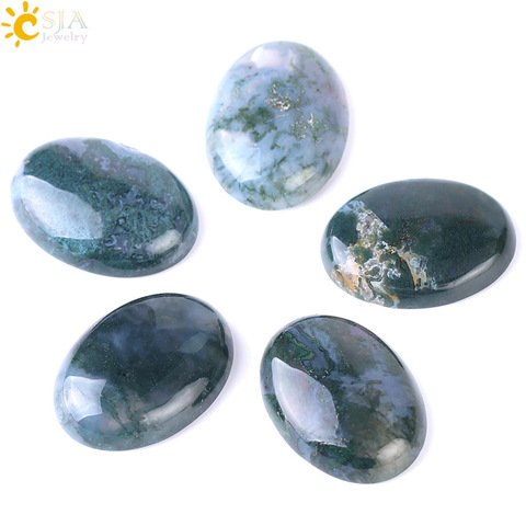 CSJA 1PC Moss Grass Agates Natural Stone Cabochon Unique Color Loose Green Bead Fit DIY Making Charms Jewelry Ring Bracelet F509 ► Photo 1/6