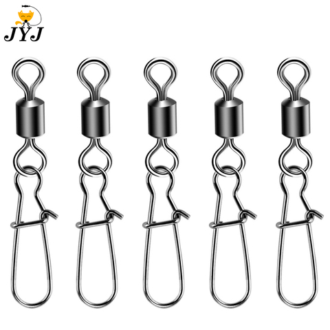 10pcs/lot All size Stainless Steel Fishing Connector Pin Bearing Rolling Swivel with Snap Fishhook Lure Tackle Accessories ► Photo 1/6